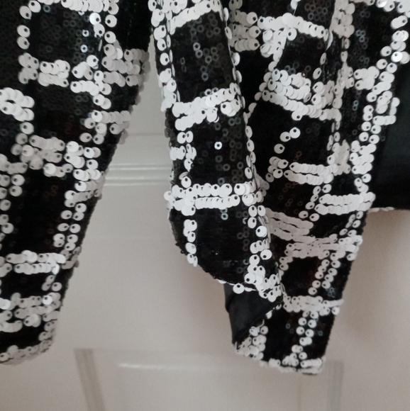 New black & white sequin plaid lightweight jacket - Picture 5 of 9